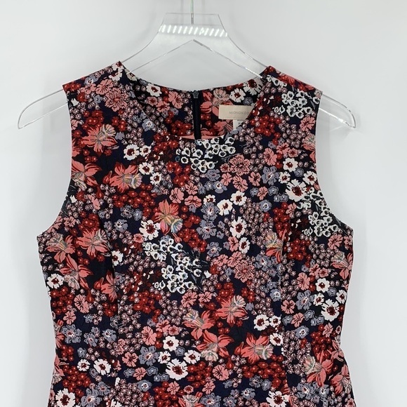 Mignon Doo brocade floral shift fit & flare dress black pink sleeveless Small - Picture 2 of 4